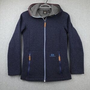 State of Elevenate E11 Jacket Womens XS Blue Hooded Wool Blend Outdoor Full Zip